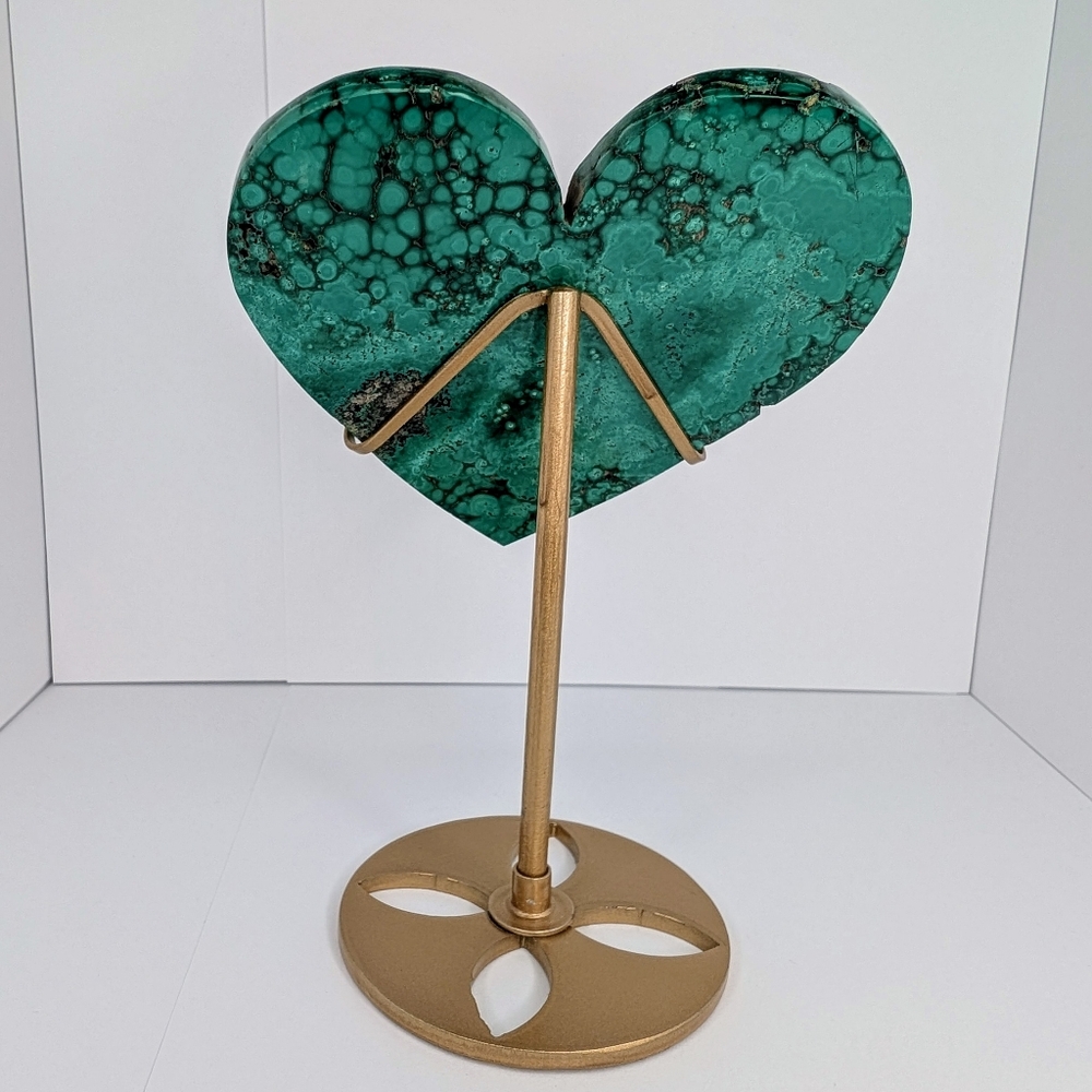 Malachite Heart Natural Crystal Carving - Picture 4 of 6